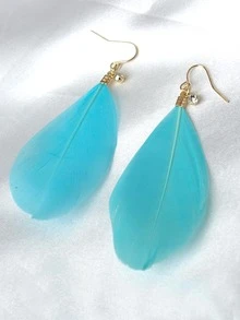 Feather Drop Earrings - Multicolor - View 4