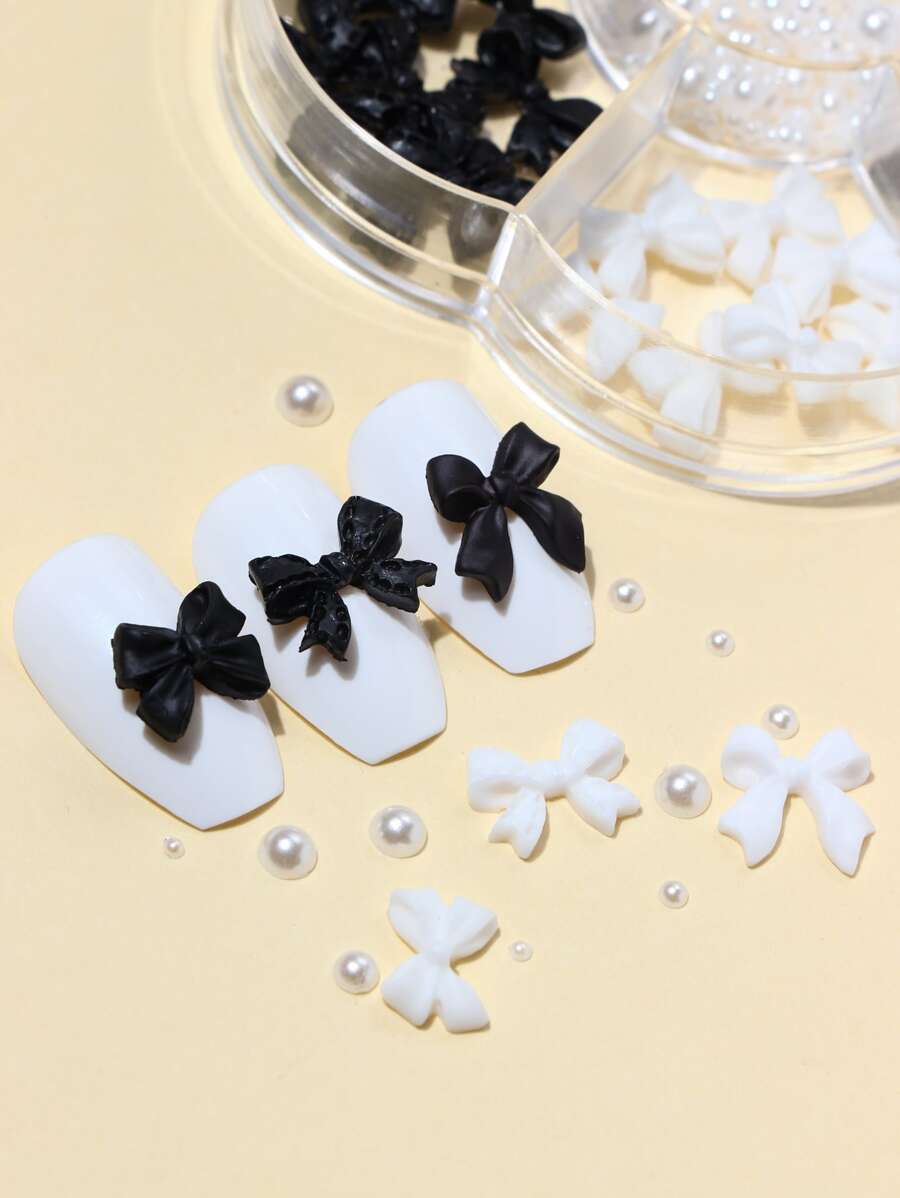 1 盒彩色蝴蝶结美甲钉水钻水晶，3D 蝴蝶结彩色美甲饰物套装用于美甲石设计装饰宝石美甲水钻美甲用品指甲美甲宝石 - 彩色 - 查看 1