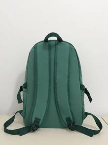 Niños Mochila funcional con estampado de letra con diseño de hebilla - Verde militar - Ver 2