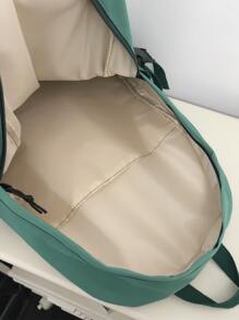 Niños Mochila funcional con estampado de letra con diseño de hebilla - Verde militar - Ver 4