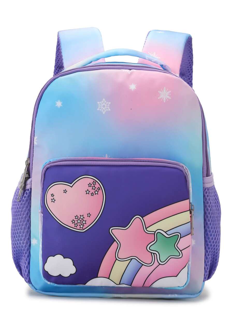 女孩心和星星圖案功能背包 - 彩色 - 查看 1