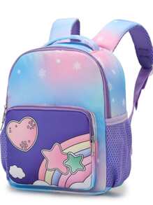 女孩心和星星圖案功能背包 - 彩色 - 查看 3