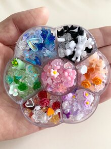 1Box Random Flower & Bow Design Nail Art Decoration Diy Nail Charms Nail Gems Nail Supplies Nails