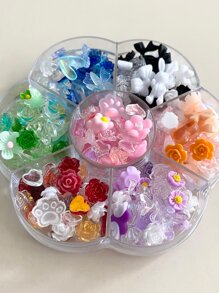 1Box Random Flower & Bow Design Nail Art Decoration Diy Nail Charms Nail Gems Nail Supplies Nails