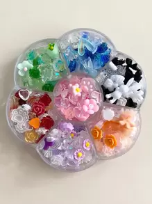 1Box Random Flower & Bow Design Nail Art Decoration Diy Nail Charms Nail Gems Nail Supplies Nails