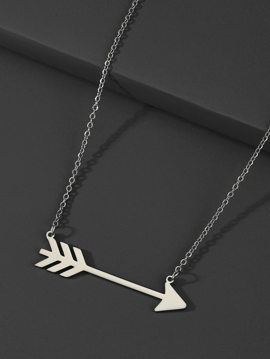 Arrow Charm Necklace - Silver - View 1