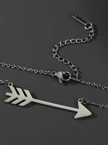 Arrow Charm Necklace - Silver - View 2