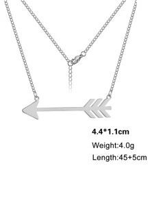 Arrow Charm Necklace - Silver - View 3