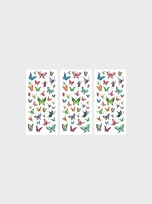 3張蝴蝶樣式紋身貼紙 - 彩色 - 查看 1