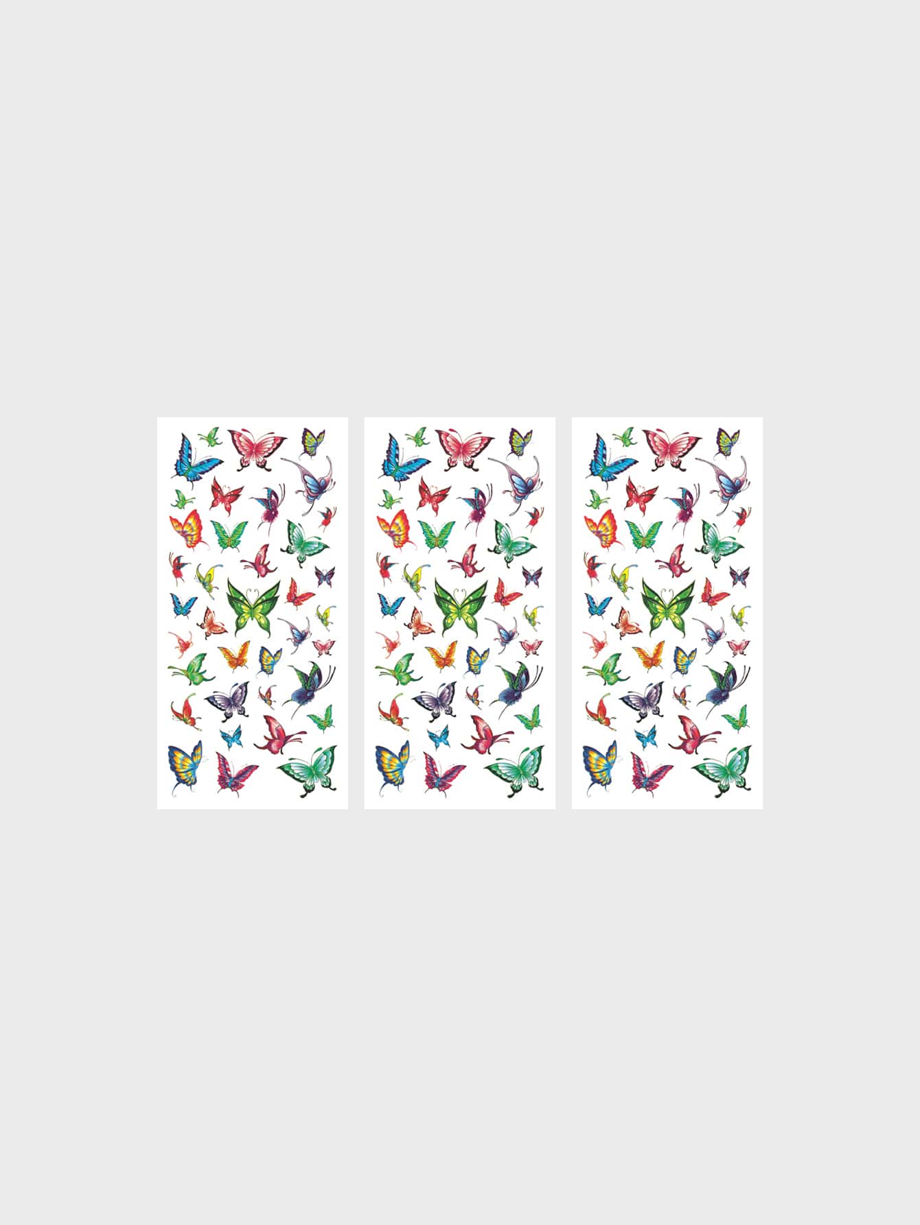 3張蝴蝶樣式紋身貼紙 - 彩色 - 查看 1