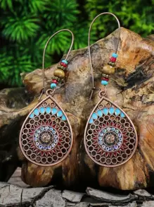 TopHanqi 12 对/套女士耳环多色套装圆形水滴形花朵套装搭配绿松石套装搭配彩色水钻吊坠组合耳环情人节、妈妈、母亲、母亲节、礼物 - 彩色 - 查看 2