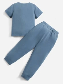 SHEIN Tricou cu litere petice și pantaloni de sport cu cusături