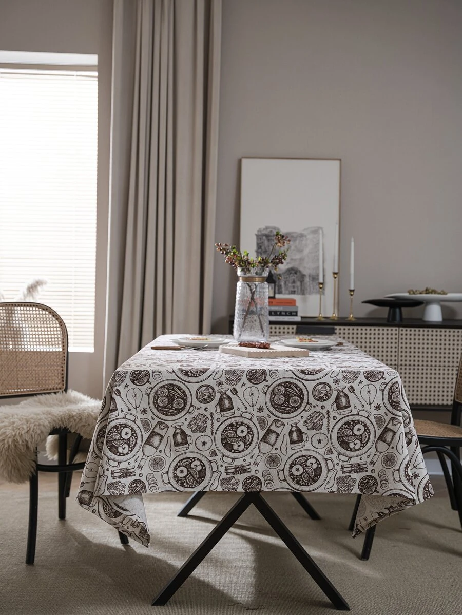 1pc Floral Pattern Tablecloth - Multicolor - View 1