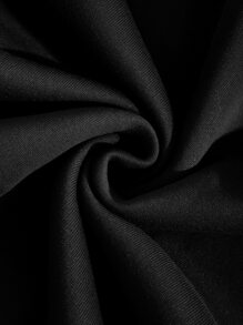 SHEIN EZwear Cat And Slogan Graphic Kangaroo Pocket Drawstring Thermal Hoodie - Black - View 7