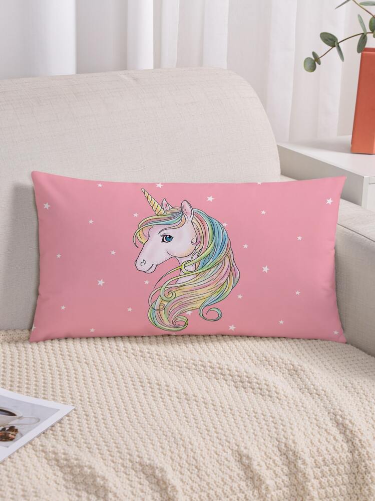 1pc Unicorn Print Cushion Cover Without Filler - Multicolor - View 7