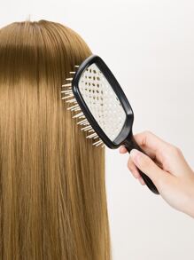 美发按摩头发干燥快干梳蜂窝网梳，1 件黑色不打结按摩梳直发造型空心梳，发刷/发梳，空心顺发刷柔性发刷，干湿发用发刷，防静电发刷，干湿均可使用，灵活，尼龙刷毛，适合所有发质顺发刷干湿通风顺发刷 - 1/2 包顺发刷，轻松去除 - 超柔软刷毛，自然卷曲 - 黑與白 - 查看 3