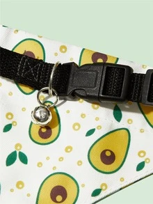 1pc Avocado Print Bandana Design Pet Collar - Multicolor - View 3
