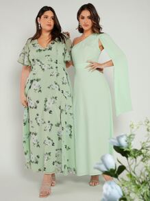 SHEIN Belle 一字肩披風袖伴娘服