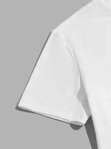 Manfinity Hombres Shorts con camiseta con estampado de slogan - Multicolor - Ver 4