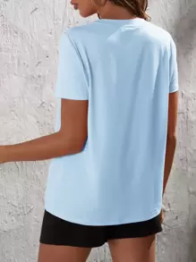 EMERY ROSE Shorts con camiseta con estampado de corazón - Celeste - Ver 2