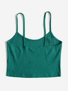 SHEIN EZwear Áo hai dây Plus Size Gân đan màu trơn Giải trí - Màu xanh Cadet - Xem 2