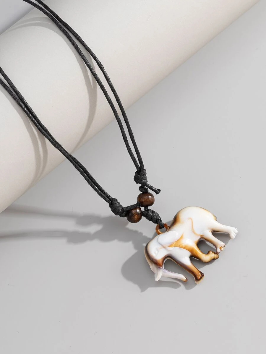 Men Elephant Charm Necklace - Multicolor - View 1