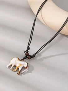 Men Elephant Charm Necklace - Multicolor - View 2