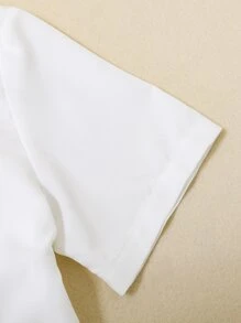 Girls Solid Polo Neck Shirt & Pinafore Dress - Black and White - View 6