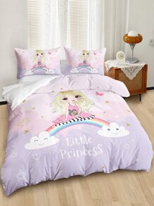 Cartoon Graphic Duvet Cover Set Without Filler - Multicolor - View 4