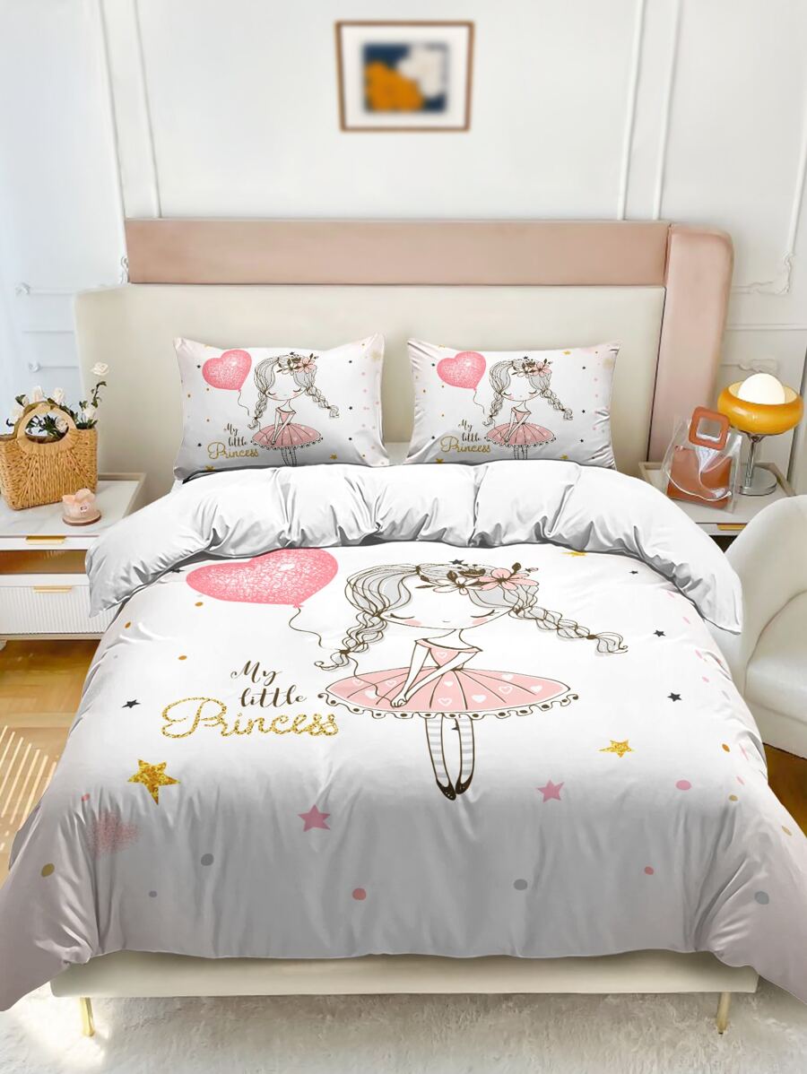 Set colcha sin relleno con estampado de letra y figura - Multicolor - Ver 1
