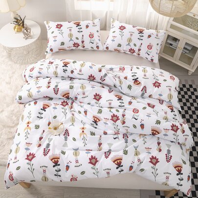 Flower Pattern Duvet Cover Set Without Filler