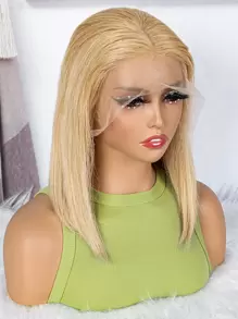 Transparent Lace Straight Wig 13 X 4 Lace Front Bob Short Human Hair Wig For Women With Baby Hair Pre Plucked 22# Color 180% Density 10-14 Inch Beige Color - S613 - View 3