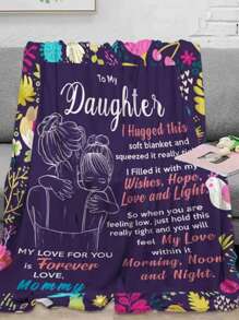 1入組披肩字母法蘭絨毯子適用於客廳和臥室 - 彩色 - 查看 1