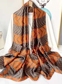 1條女士人字紋圖案休閒圍巾適合日常生活