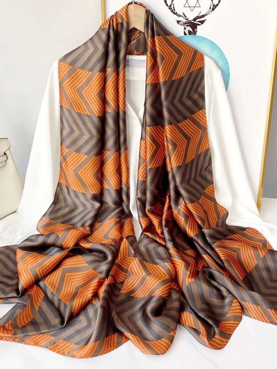 1條女士人字紋圖案休閒圍巾適合日常生活