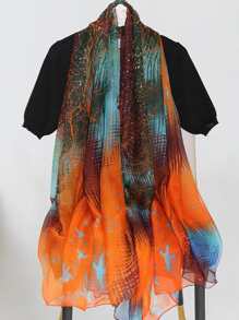 圖案印花圍巾 - 鏽棕色 - 查看 2