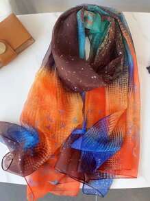 圖案印花圍巾 - 鏽棕色 - 查看 3