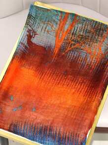 圖案印花圍巾 - 鏽棕色 - 查看 4