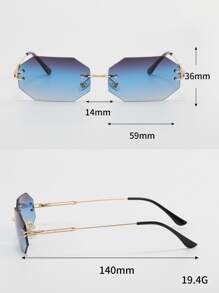 Geometric Lens Rimless Sunglasses - Multicolor - View 3