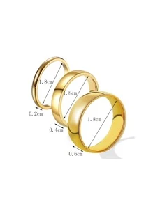 3件套不锈钢经典款2mm、4mm、6mm内外球耦合环套装 - 金黃色 - 查看 4