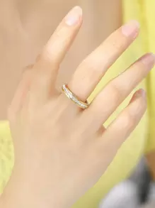 Cubic Zirconia Decor Ring - Yellow Gold - View 2