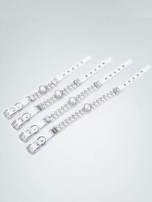 1 pieza Collar para mascota con perla artificial & con diseño de diamante de imitación - Blanco - Ver 6