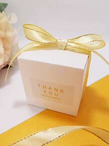 10pcs Plain Gift Box With Slogan Graphic Gift Sticker & Ribbon - Multicolor - View 4