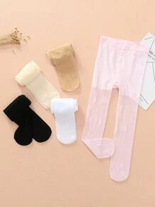 5pairs Toddler Girls Solid Tights - Multicolor - View 1