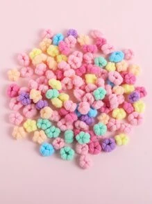 100入組小女童花朵設計髮圈 - 彩色 - 查看 3