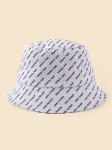 Letter Graphic Bucket Hat - Black and White - View 1