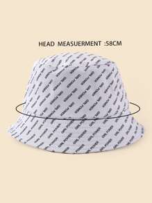 Letter Graphic Bucket Hat - Black and White - View 4