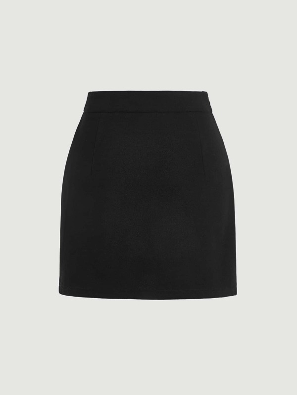 SHEIN MOD Contrast Trim Button Front Skirt SHEIN USA