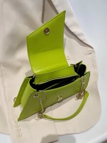 Neon Green Chain Novelty Bag Niche Stone Pattern Flap Underarm Bag PU Leather Textured Bag Purse Fashion Versatile Bag Novelty Gifts , Perfect Best Funny Novelty & Gag Gifts - Green - View 7