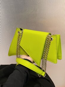 Neon Green Chain Novelty Bag Niche Stone Pattern Flap Underarm Bag PU Leather Textured Bag Purse Fashion Versatile Bag Novelty Gifts , Perfect Best Funny Novelty & Gag Gifts - Green - View 5